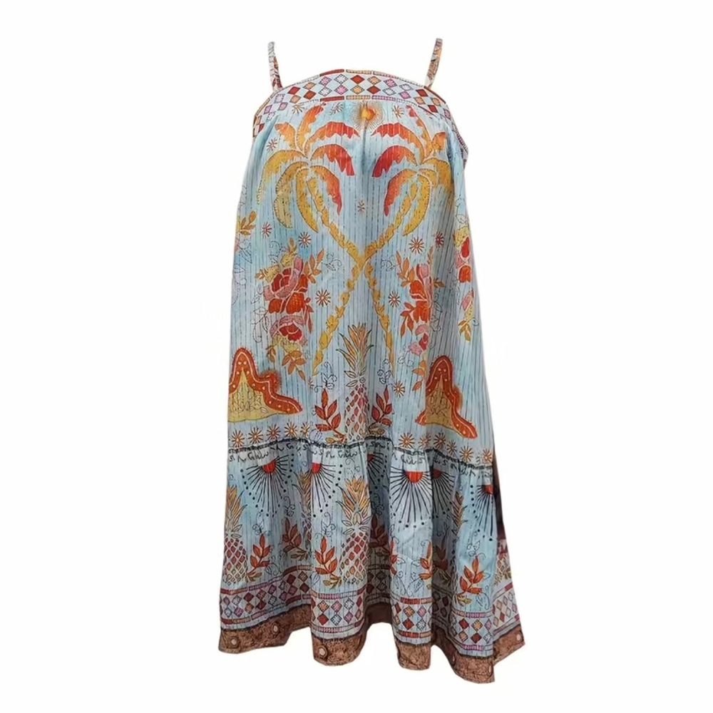 Tropical Palm Pineapple Print Shift Dress Sz S Spring Summer Vacation Easter - Picture 3 of 8